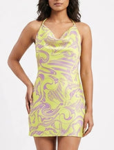 Imported Western mini dress silk jersey mini dress No-1375 Velnoor Store
