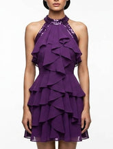Imported Western mini dress chiffon mini dress No-878 Velnoor Store