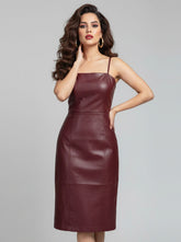 863 Women's Black Leather Party Dress | Stylish Night Out Wear Pakistan -velnoor