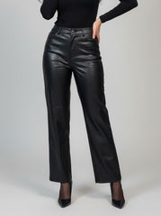 850 Black Women's High Waist Leather Pants | Stylish Faux Leather pant Pakistan - velnoor