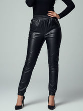 849 Black Women's Leather pant | Premium Faux Leather Pants Pakistan - velnoor