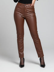 846 brown Women's Heavy Duty Leather Pants | Thick Faux Leather pant Pakistan - velnoor