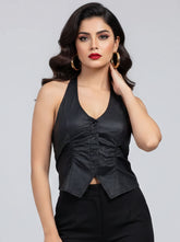871 Women's High Waist Leather Party Dress | Stylish Evening Look Pakistan -velnoor