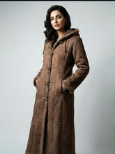 602 Dark Beige color Women's Long Coat Plush | Extra Soft Winter Pakistan - velnoor