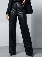 830 Women's Leather Office Trousers | Formal Faux Leather Pants Pakistan - velnoor