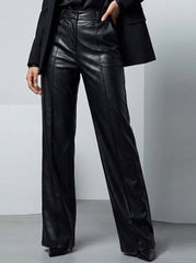 830 Women's Leather Office Trousers | Formal Faux Leather Pants Pakistan - velnoor