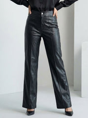 823 Women's Slim Fit Leather Trousers | Trendy Faux Leather Pants Pakistan - velnoor
