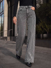 Baggy Jeans Luxury Rhinestone Wide Leg Denim Jeans For Women/Girls/Female Export Quality