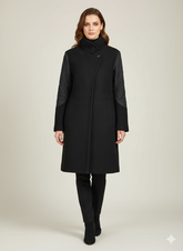 1620 black Women's Long Coat | Premium Winter Outerwear Pakistan - velnoor