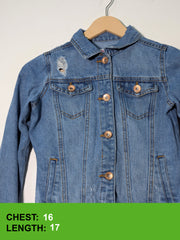 135 Minimal Damaged Style Girls Denim Jacket Pakistan – Trendy & Stylish | Velnoor
