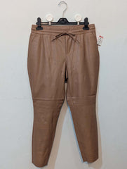 836 Women's Leather Elastic Waist Pants | Comfortable Faux Leather Trousers Pakistan - velnoor