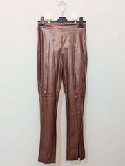 834 Women's Leather Stretch Fit Pants | Flexible Faux Leather Trousers Pakistan - velnoor