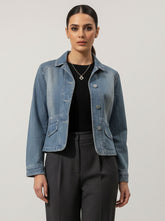 1107 Girls Oversized Denim Jacket – Trendy Look Pakistan | Velnoor