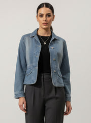 1107 Girls Oversized Denim Jacket – Trendy Look Pakistan | Velnoor