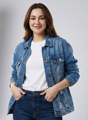 1424 Girls Blue Denim Jacket – Trendy Casual Look Pakistan | Velnoor