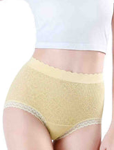 Premium Women’s Soft Lace High Waist Seamless Free Size Panty – Floral Comfort Brief