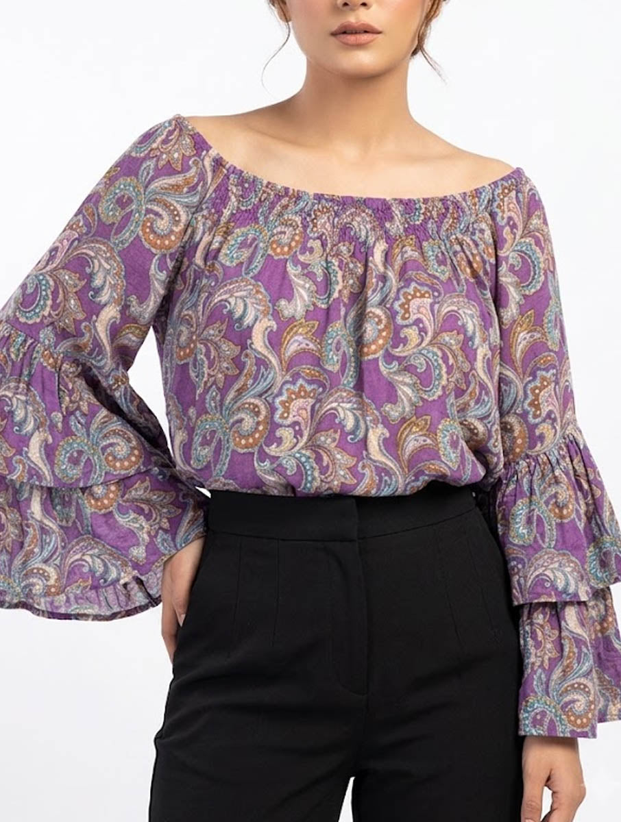 Imported Full sleeve top linen full sleeve top No-1729 Velnoor Store