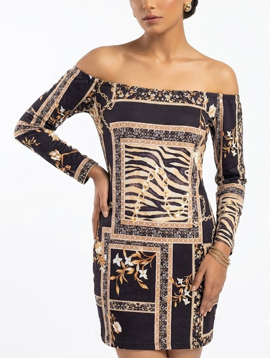 Imported Western mini dress jersey mini dress No-4538 Velnoor Store