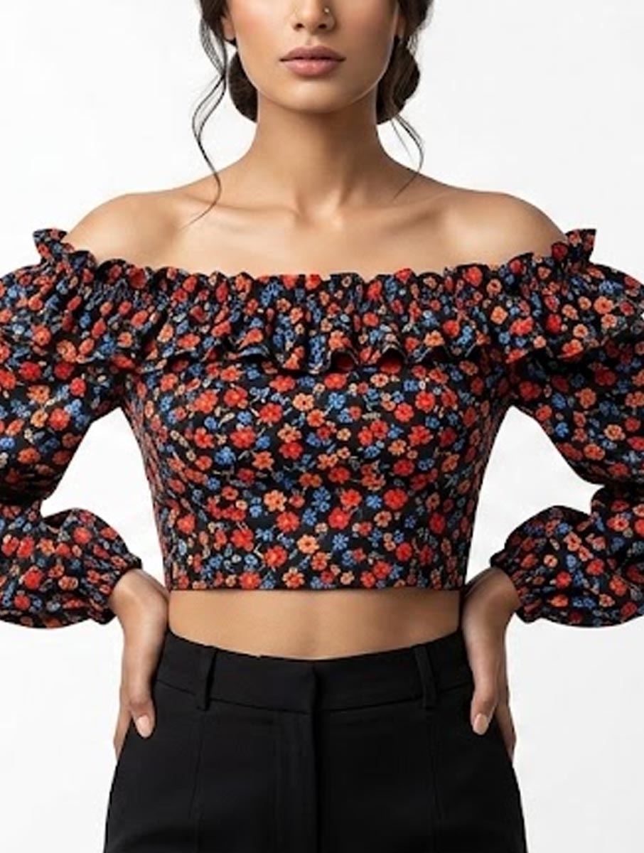 Crop top chiffon crop top No-1974 Velnoor Store