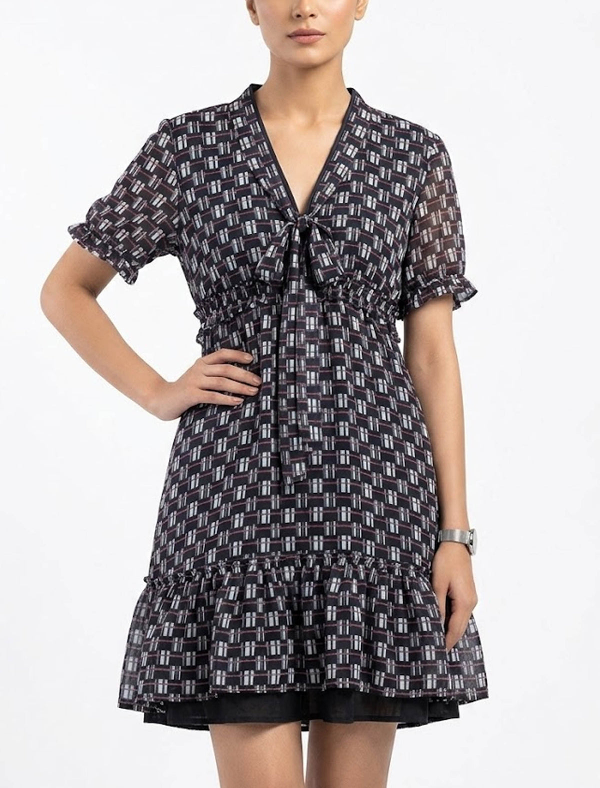 Imported Western mini dress chiffon mini dress No-1412 Velnoor Store