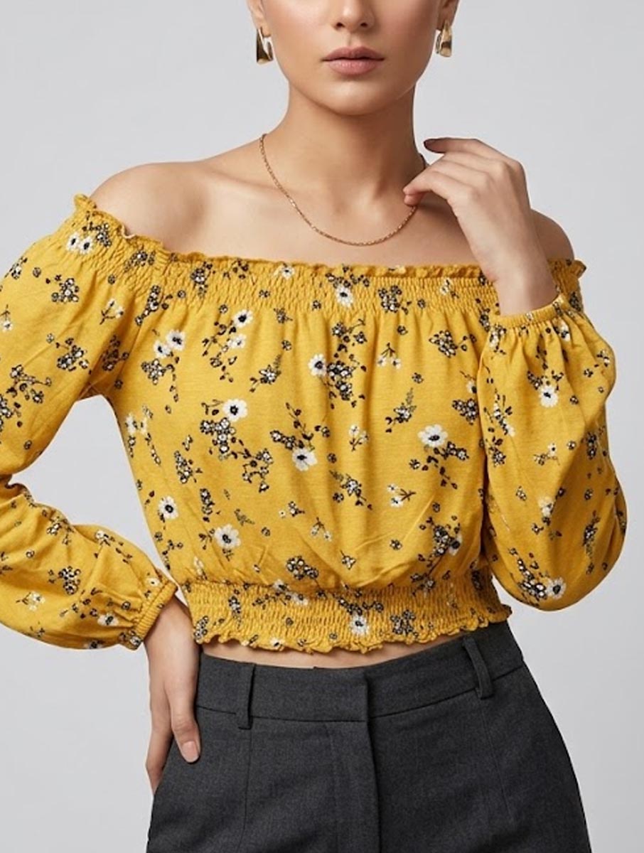 Crop top linen crop top No-2067 Velnoor Store