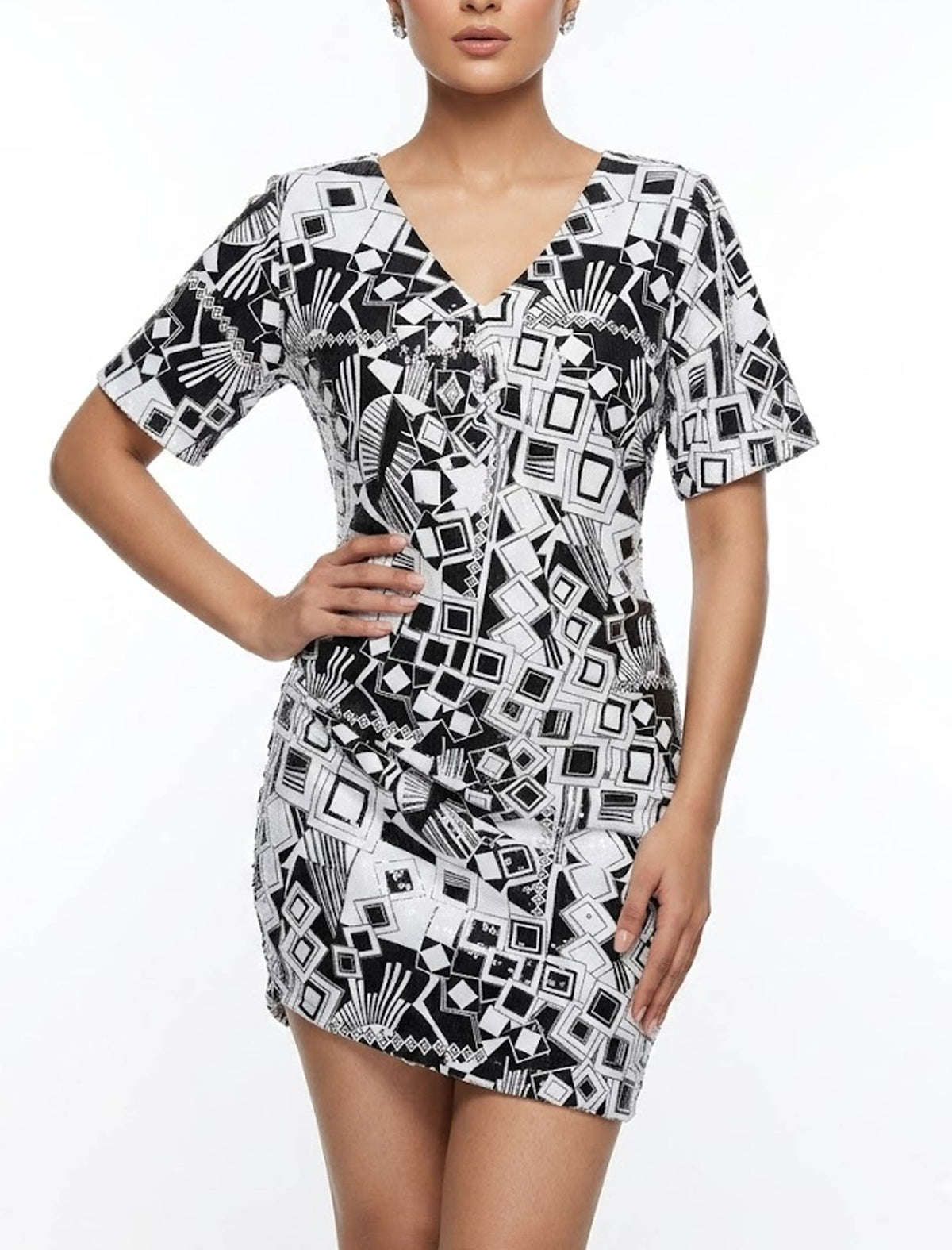 Imported Western mini dress silk mini dress No-811 Velnoor Store