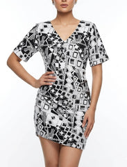 Imported Western mini dress silk mini dress No-811 Velnoor Store