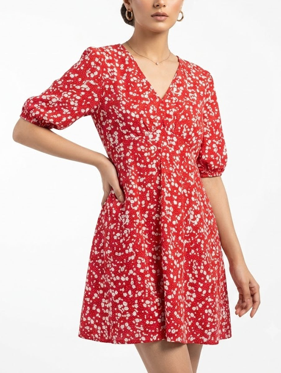 Imported Western Mini Dress Linen Mini Dress No-608 Velnoor Store