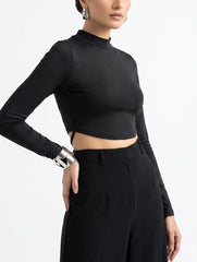 Crop top silk jersey crop top No-1957 Velnoor Store
