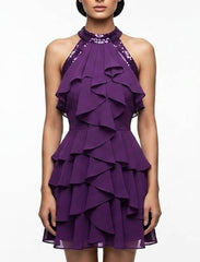 Imported Western mini dress chiffon mini dress No-878 Velnoor Store