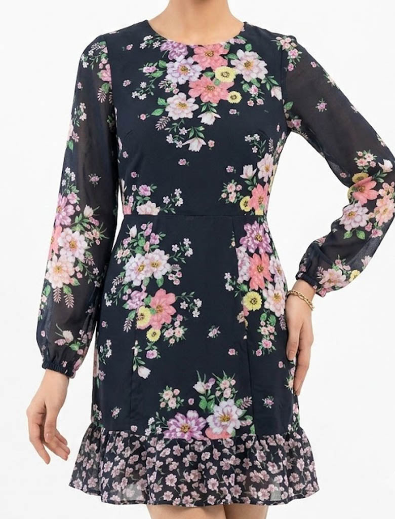 Imported Western mini dress chiffon mini dress No-1555 Velnoor Store
