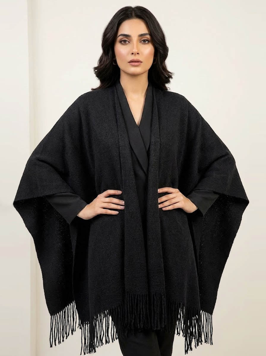 545 Black Warm Wool Shawl – Imported Winter Collection in Pakistan -velnoor