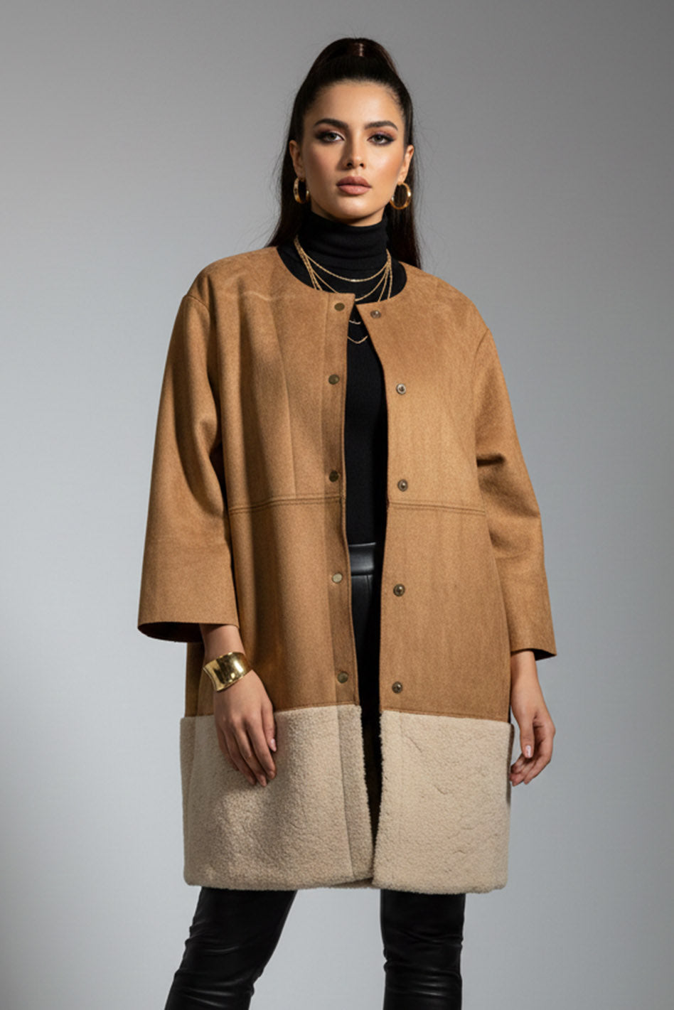 657  brown  Women's Fashion Swiss Leather Jacket | Stylish Winter Wear Pakistan -velnoor