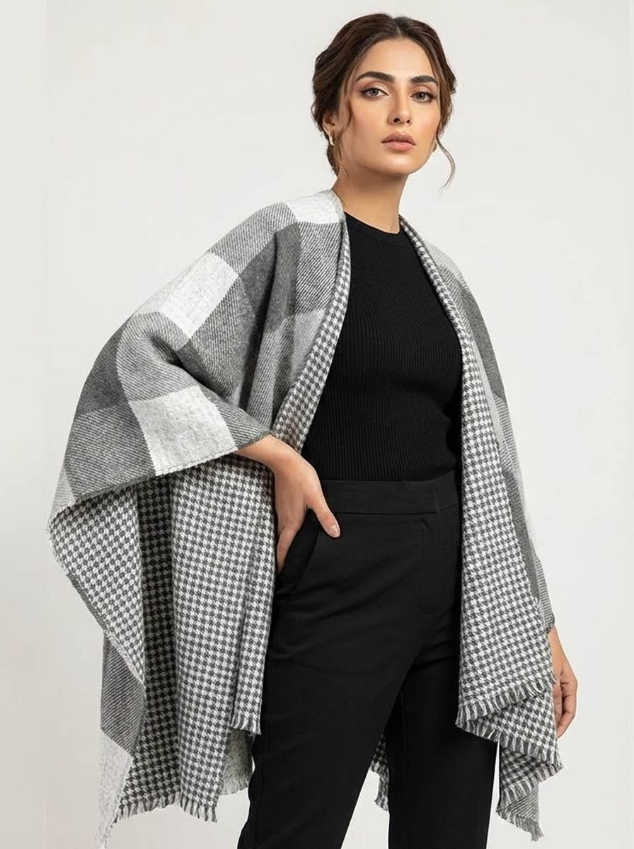 998 Luxury Women’s checkered Shawl – Imported Wool Design Available in Pakistan -velnoor