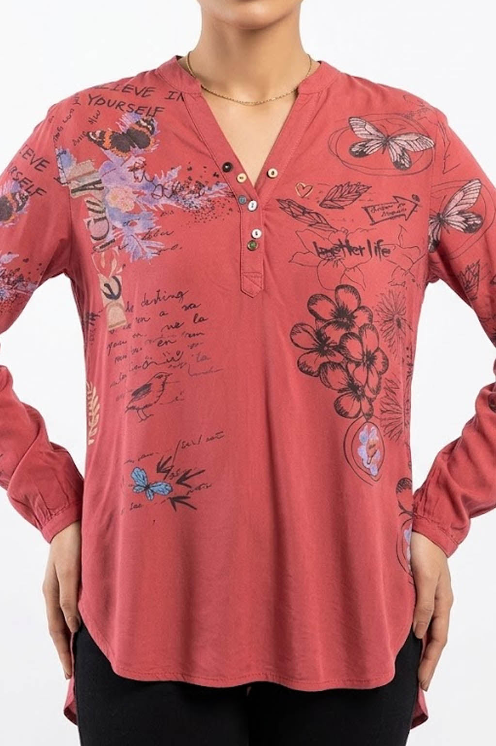 Imported Full sleeve top linen full sleeve top No-1449 Velnoor Store