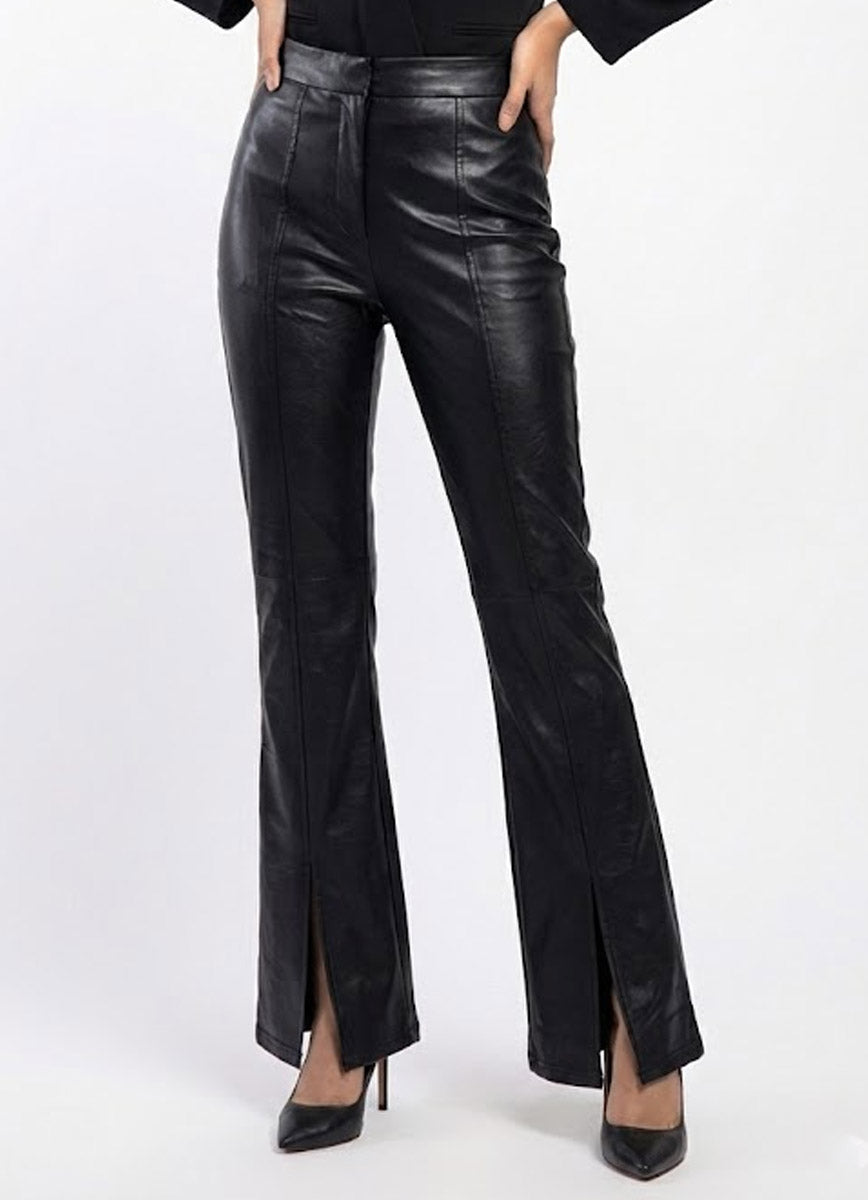 828  Women's Leather Jogger Pants | Trendy Faux Leather Trousers Pakistan - velnoor