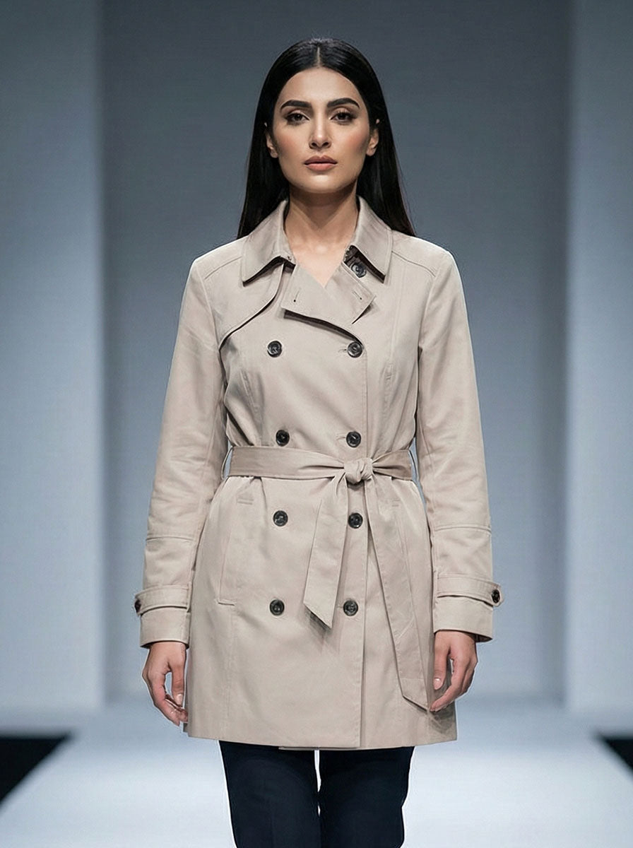 1837 Women's Winter Coat with Belt | Stylish Fit Pakistan - Velnoor