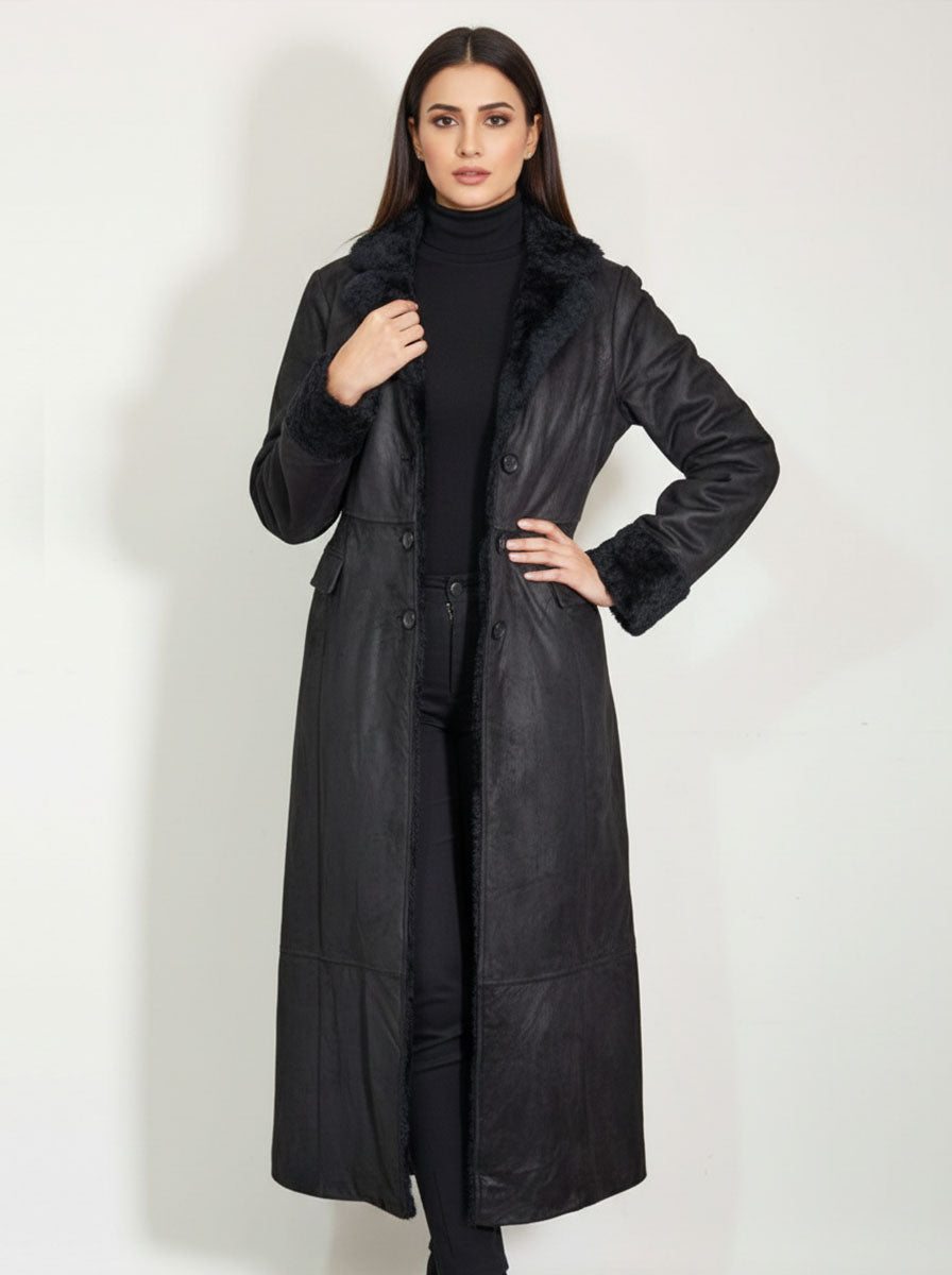 586 Women's Wool Long Coat | Soft Warm Winter Wear Pakistan - velnoor