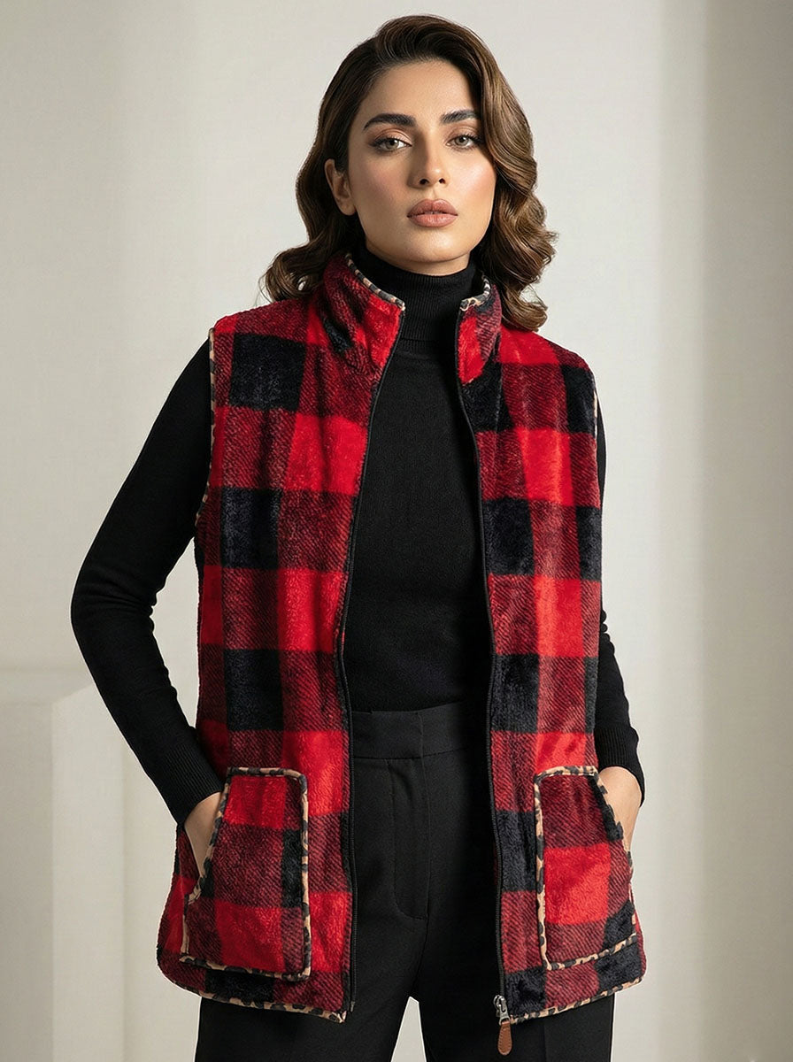 802  in Pakistan |Imported Faux Fur Jacket – Elegant Winter Outfit Online Velnoor