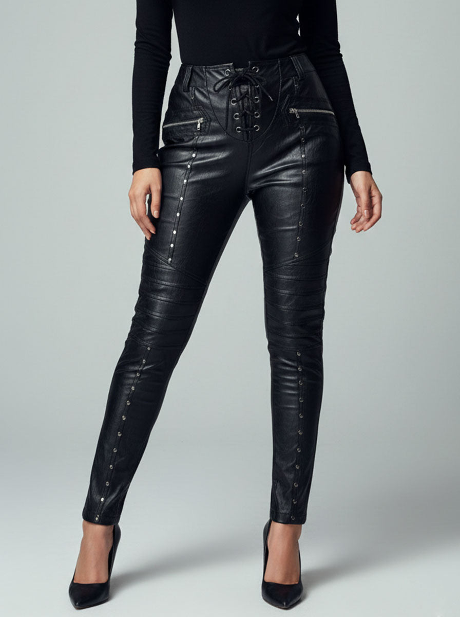 855  Wide Leg Leather Pants | Stylish Faux Leather pants Pakistan - velnoor Women'