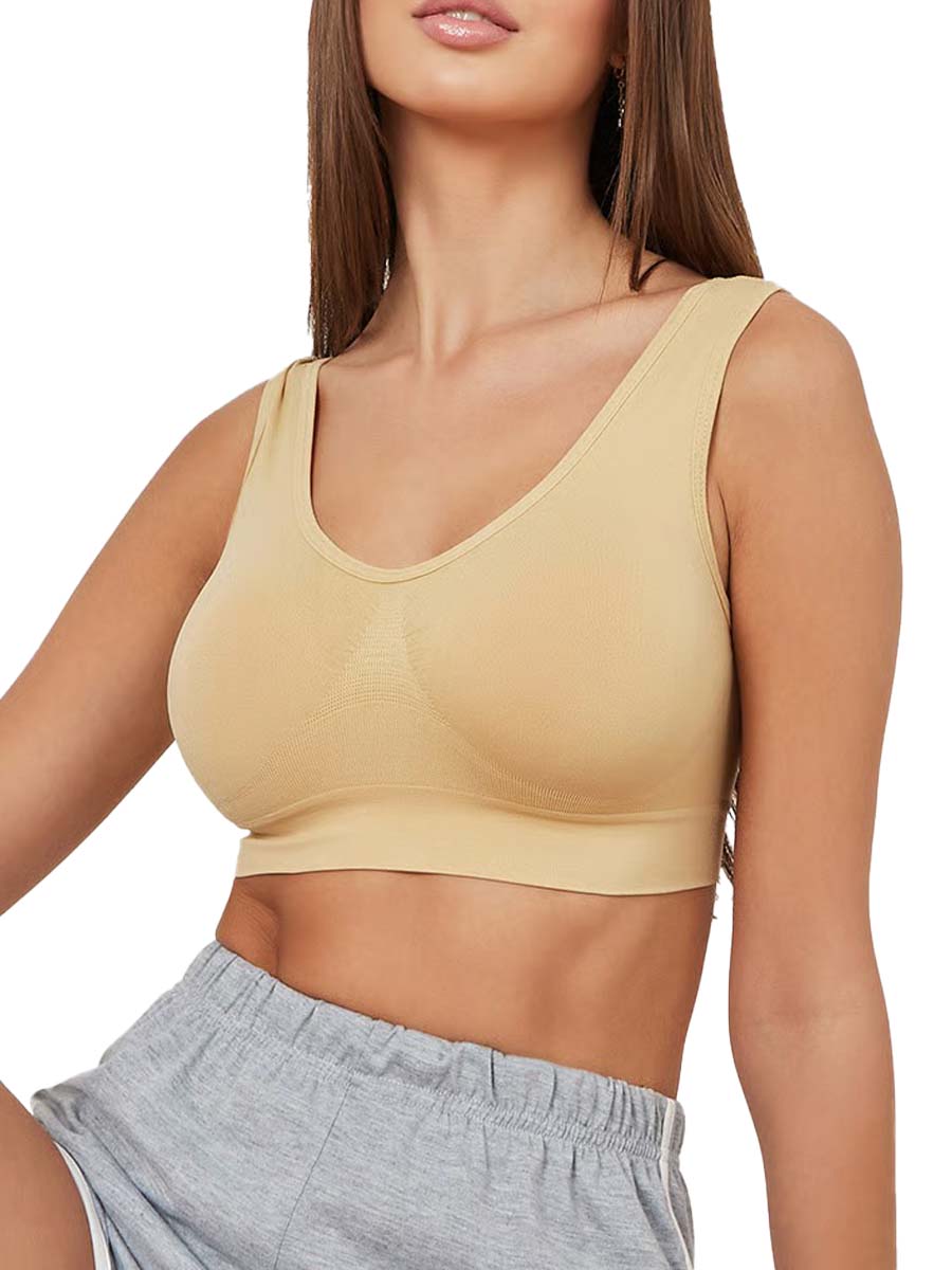 Premium Blended Daily Wear Bra Seamless Non Padded Comfort Crop Top Sleep Bras, Yoga Bra, Sports Bras for Women(Black+Nude,X-Large)