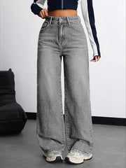Charcoal Wide Leg Denim Jeans  For Women/Girls/Female Export Quality Fashion Baggy Jeans