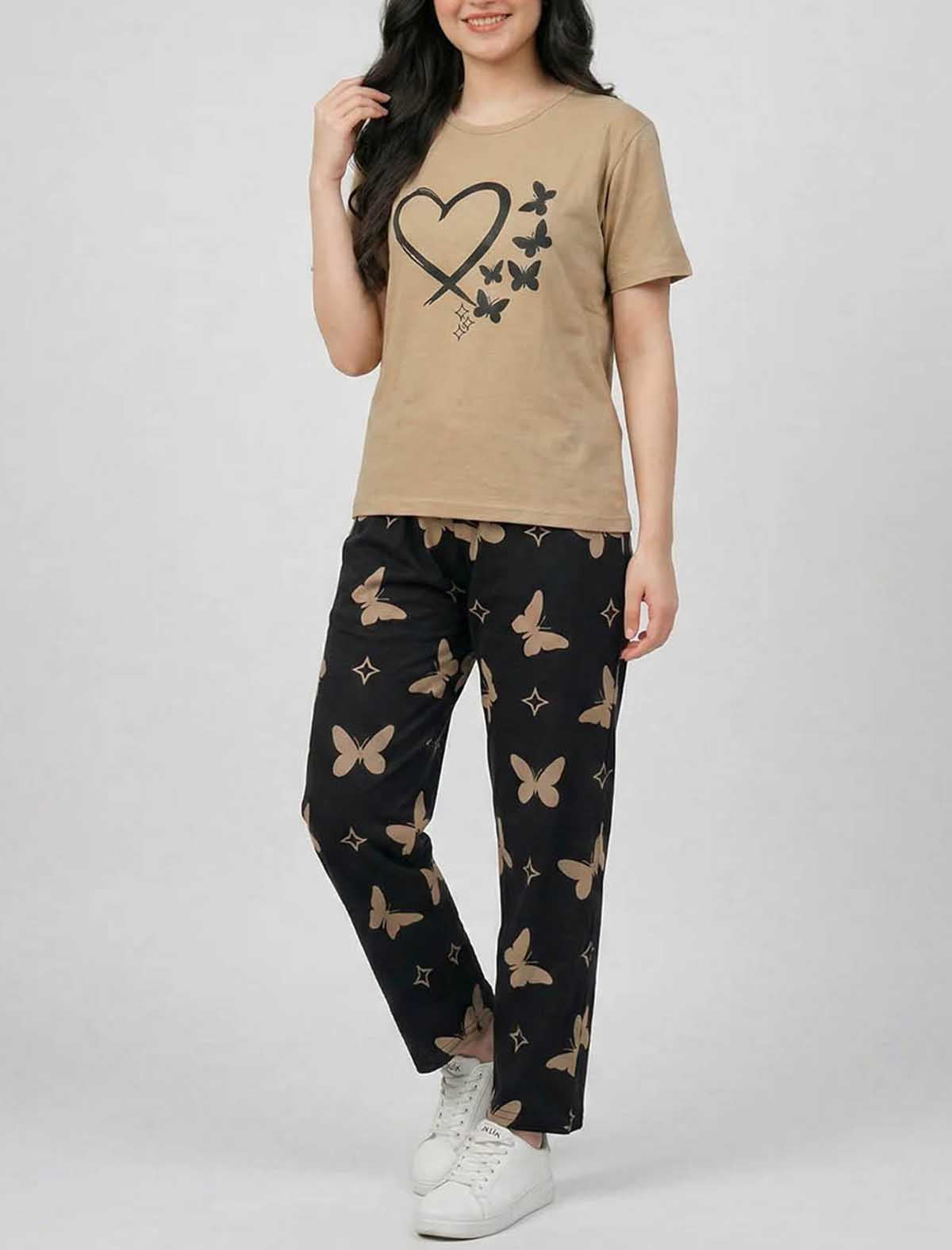 Premium Nightwear Women's 2-Piece Butterfly Pajama Set