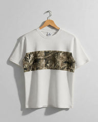 Premium Urban Texture Panel T-Shirt – White & Camo Style