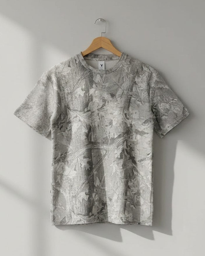 Premium Men's Gray Textured Fashion T-Shirt