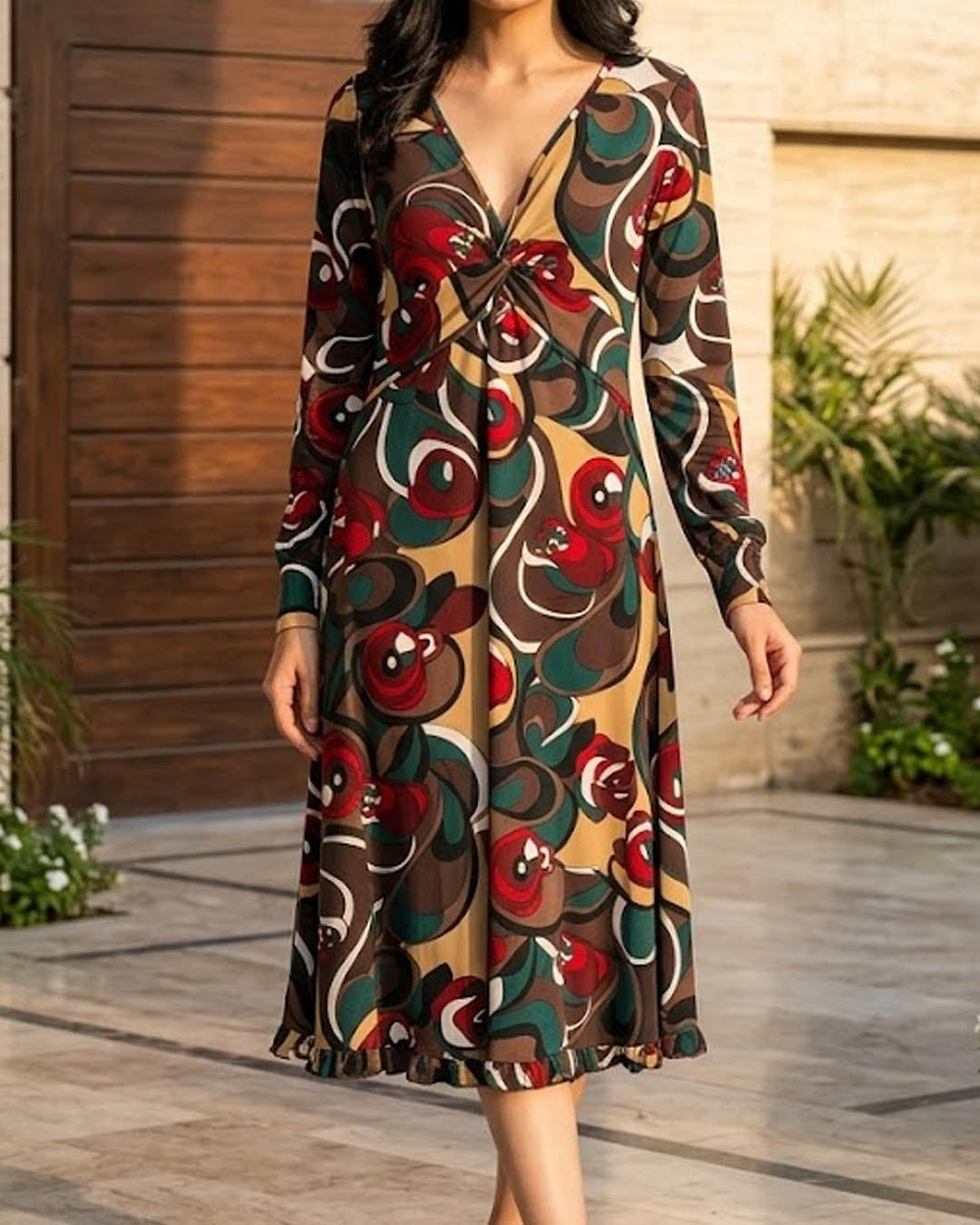 Imported Western long dress jersey long dress No-2896 Velnoor Store