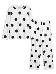 Premium Women’s White Polka Dot Pajama & T-Shirt Nightwear Set