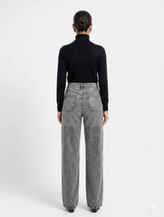 Baggy Jeans Luxury Half Rhinestone Wide Leg Denim Jeans For Women/Girls/Female Export Quality