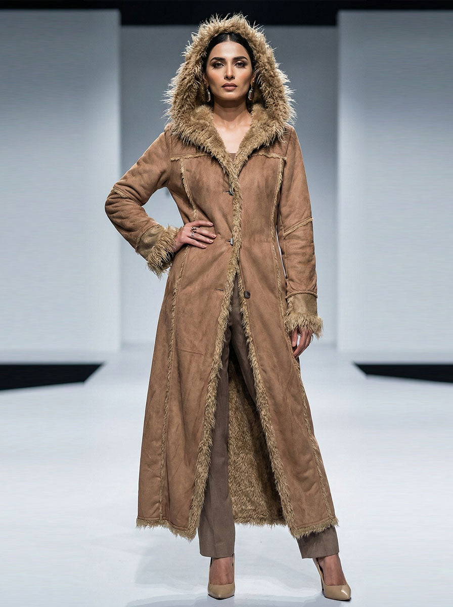 609 Women's Long Coat Super Soft | Comfortable Warm Wear Pakistan - velnoor