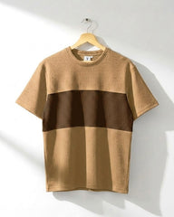 Classic Beige & Brown Textured T-Shirt for Mens